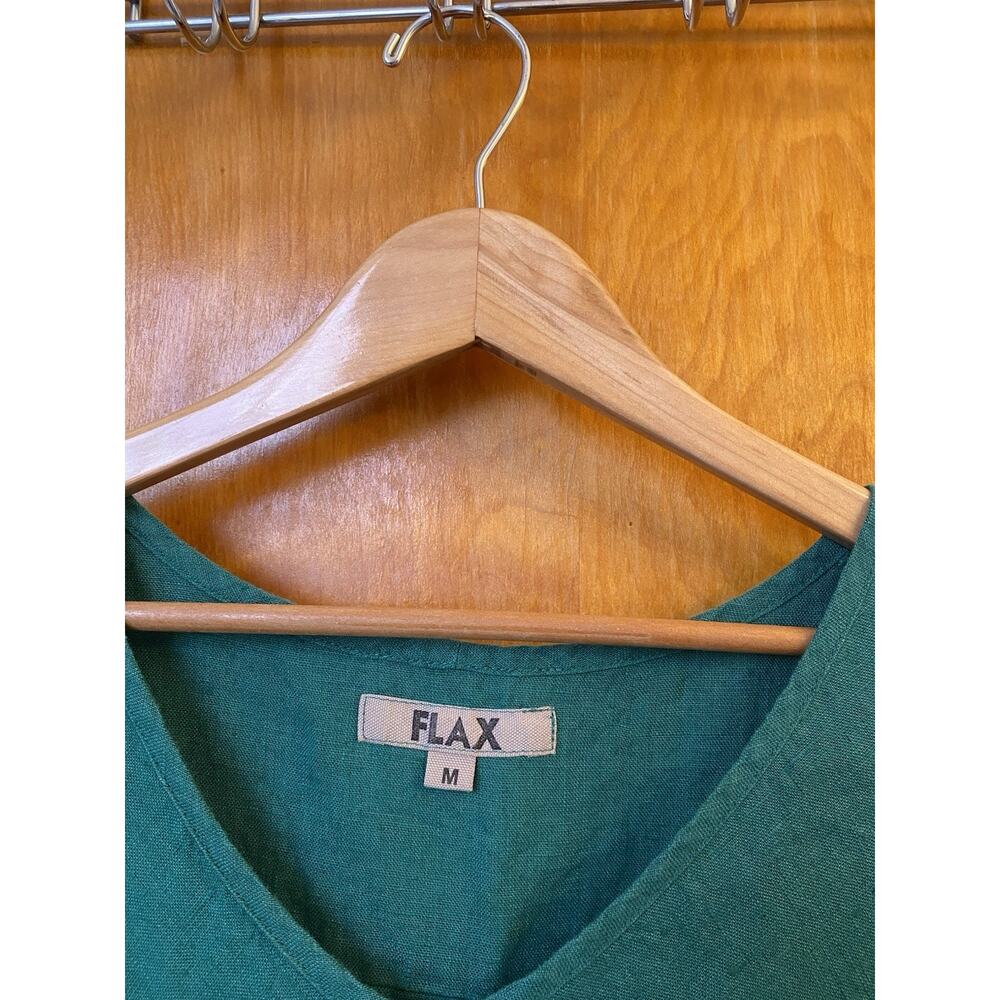 FLAX LINEN emerald Green Swing Tank Top Tunic Relaxed Fit Boho Lagenlook Size M - Picture 3 of 5
